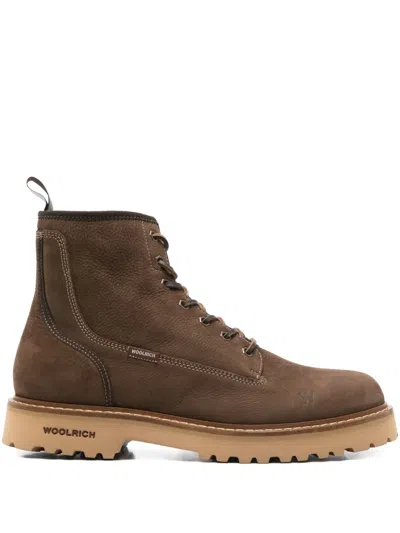 Woolrich 40mm Lace-up Leather Boots In Brown