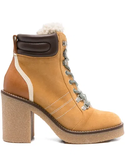 Woolrich 88mm Lace-up Block-heel Boots In Brown