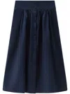 Woolrich A-line Poplin Midi Skirt In Blue