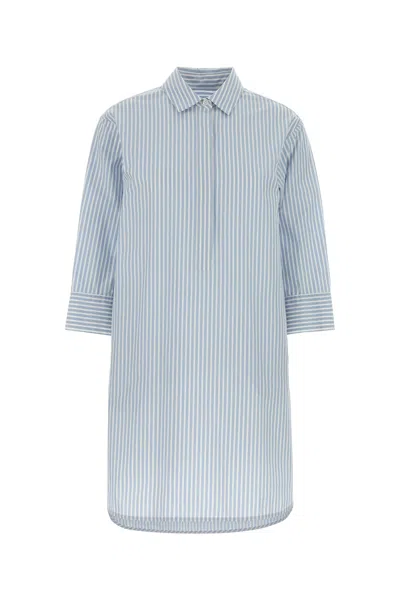Woolrich Serafino Striped Poplin Shirt Dress In Blue