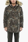 Woolrich Aime' Leon Dore Camouflage Jacquard Down Jacket With Fur In Black