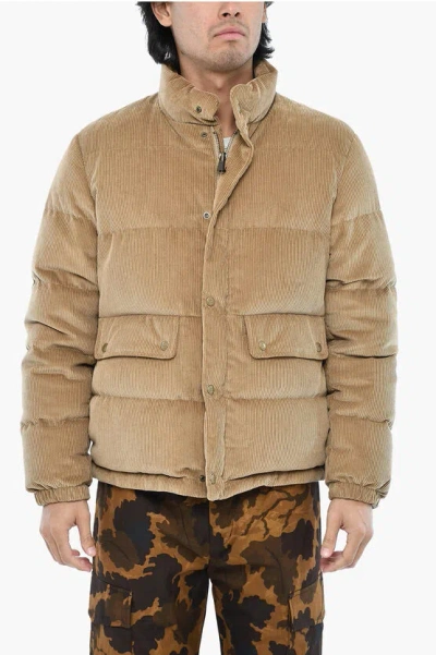 Woolrich Aime' Leon Dore Corduroy Down Jacket With Snap Buttons In Brown