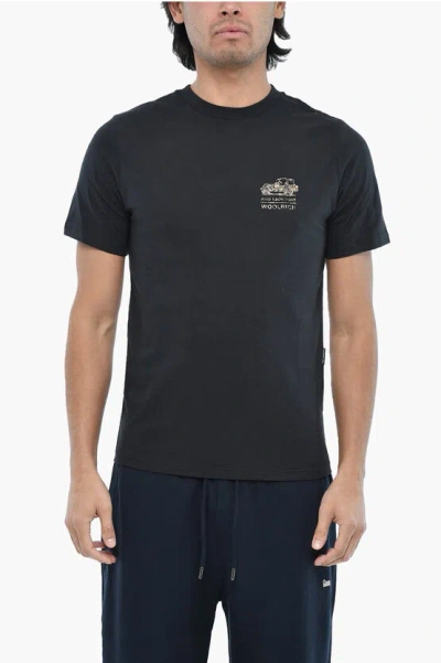 Woolrich Aime' Leon Dore Cotton Crew-neck T-shirt With Camouflage Log In Black