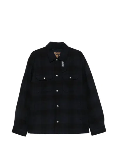Woolrich Alaskan Check-pattern Button-down Jacket In Black