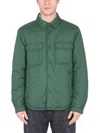 Woolrich Buttoned Padded Jacket In Green