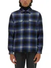 Woolrich Checked Italian Wool Blend Alaskan Padded Overshirt In Blue