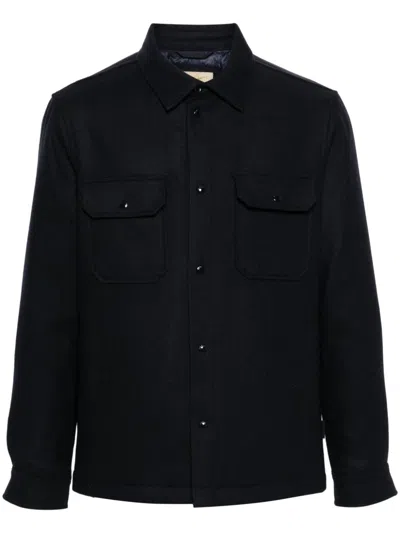 Woolrich Long-sleeved Straight Hem Shirt In Blue