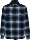 Woolrich Checked Italian Wool Blend Alaskan Padded Overshirt In Blue