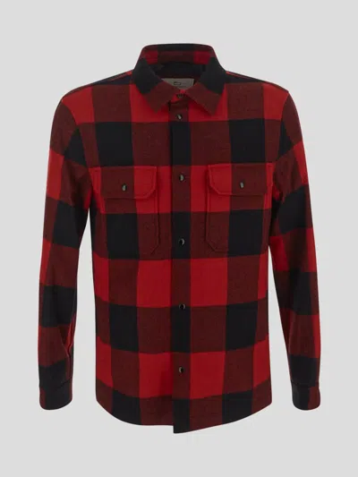 Woolrich Alaskan Wool Check Overshirt In Red Buffalo