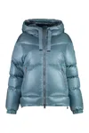 Woolrich Aliquippa Glossy Nylon Down Jacket In Blue