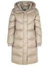 Woolrich 'aliquippa' Long Dove Grey Polyamide Down Jacket In Grey