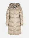 Woolrich 'aliquippa' Long Dove Grey Polyamide Down Jacket In Grey