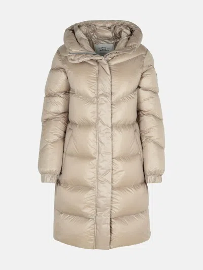 Woolrich 'aliquippa' Long Dove Grey Polyamide Down Jacket