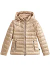 Woolrich Long-sleeved Down Jacket In Neutrals