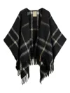 Woolrich Brushed Check-pattern Cape In Black
