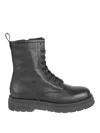 Woolrich Textured Leather Work Boot Coat Boots With Side Leather In Negro