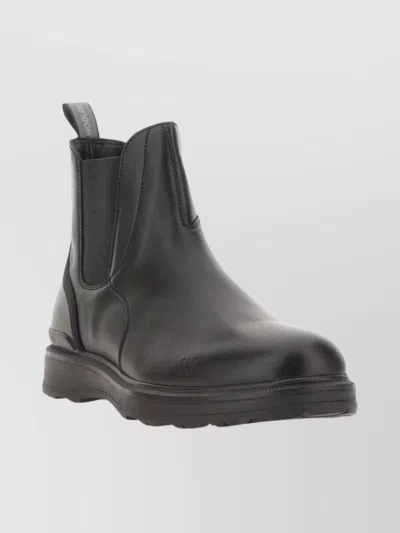 Woolrich Ankle Boot With Elastic Side Panels In Black