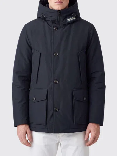 Woolrich Anorak Padded Hood Cotton-blend Parka In Blue