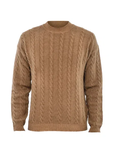 Woolrich Aran-knit Virgin-wool Sweater In Brown