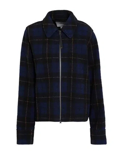 Woolrich Archive Woman Jacket Navy Size L Polyester, Virgin Wool In Blue