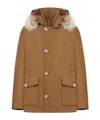 Woolrich Arctic Anorak In Ramar Cloth With Removable Fur In Brown