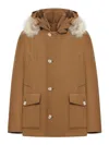 Woolrich Arctic Anorak In Ramar Cloth With Removable Fur In Brown