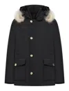 Woolrich Arctic Anorak In Ramar Cloth With Removable Fur In Black