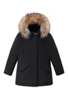 Woolrich Arctic Baby Parka With Removable Fur Bambina  In Black