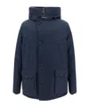 Woolrich Arctic Button-up Hooded Down Jacket In Black