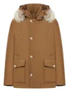 Woolrich Arctic Anorak In Ramar Cloth With Removable Fur In Brown