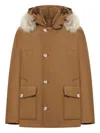 Woolrich Arctic Anorak In Ramar Cloth With Removable Fur In Brown