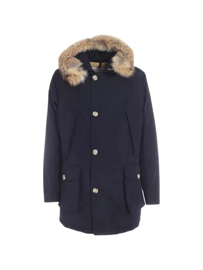 Woolrich Arctic Detachable Fur Black Parka In Blue