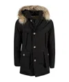 Woolrich Navy Blue Hooded Cotton-padded Jacket In Black