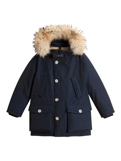 Woolrich Kids' Arctic Detachable Fur Parka In Blue