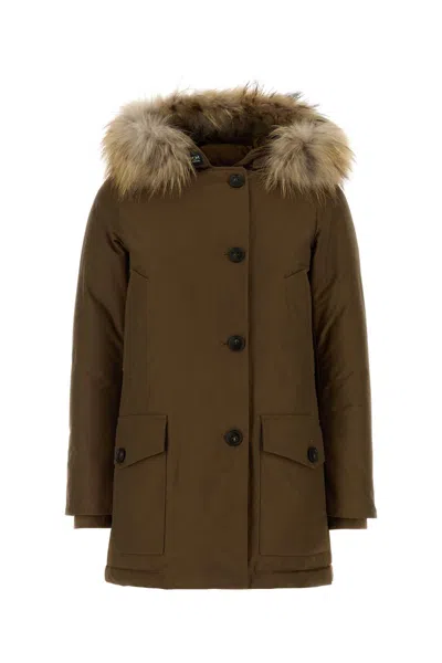 Woolrich Arctic Detachable Fur Parka In Brown