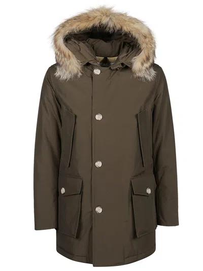 Woolrich Arctic Detachable Fur Parka In Green