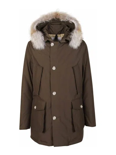 Woolrich Arctic Detachable Fur Parka In Dark Green