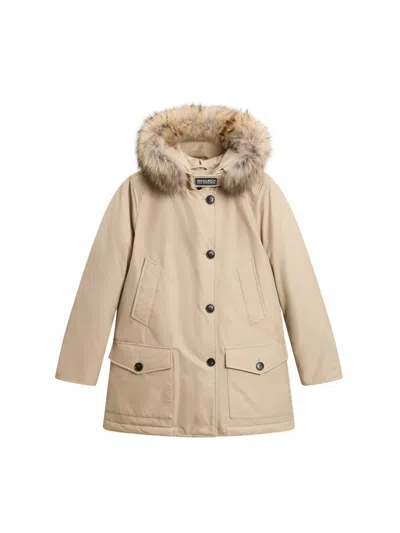 Woolrich Arctic Detachable Fur  Parka In Beige