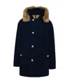 Woolrich Navy Blue Hooded Cotton-padded Jacket In Black