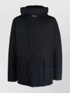Woolrich Arctic Hooded Down Jacket With Front Pockets In Blue