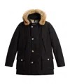Woolrich Arctic Parka In Ramar Cloth With Detachable Fur Trim In Black