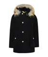 Woolrich Navy Blue Hooded Cotton-padded Jacket In Black
