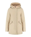 Woolrich Insulated Parka With Hood And Pockets In Nude
