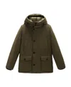 Woolrich Feather Down Padded Parka With Concealed Hood In Green