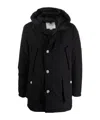 Woolrich Button-up Padded Hooded Coat In Black