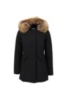 Woolrich Artic Racoon Parka In Blue In Black