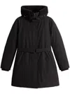 Woolrich Long Sleeve Cotton Coat In Black