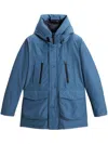 Woolrich Relaxed-fit Blue Coat With Hood And Practical Pockets In Blue