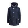 Woolrich Artic Hooded Button-fastening Parka In Blue