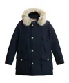 Woolrich Arctic Parka In Ramar Cloth With Detachable Fur Trim In Blue